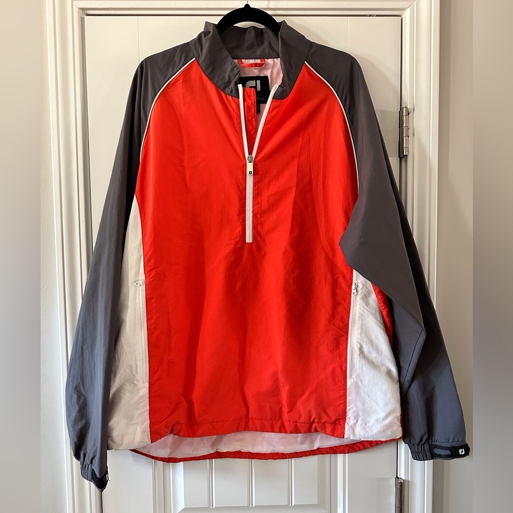 New! Footjoy Fugi Orange and Gray 1/2 Zip Windbreaker Pullover Size XL - Picture 2 of 9